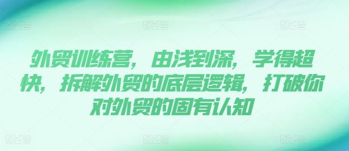 外贸训练营，由浅到深，学得超快，拆解外贸的底层逻辑，打破你对外贸的固有认知大伟网创-互联网资源-资源网-创业项目-软件工具大伟网创